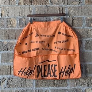 VTG 70s Homemaker Housewife Waist Apron Orange Black Pockets